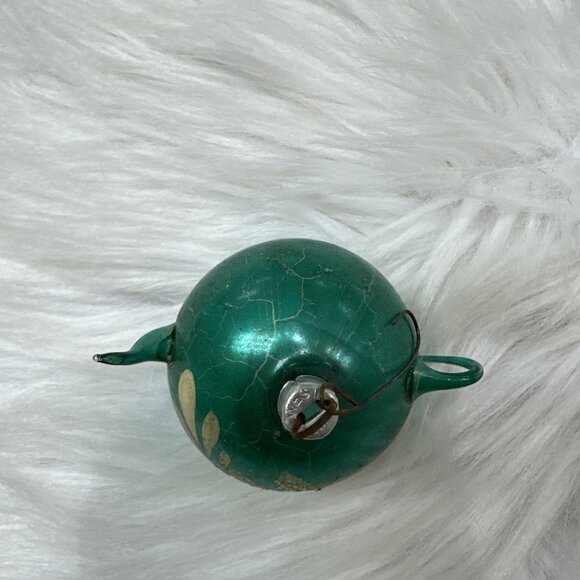 Vintage Blue Mercury Glass Stenciled Flower Pot Teapot Poland - Picture 6 of 6